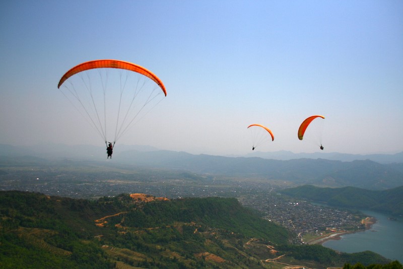 Paragliders over Pokhara