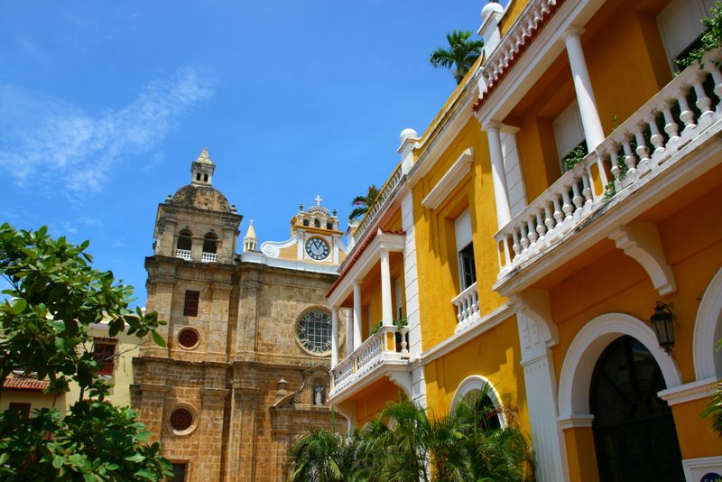 Colonial architecture in Cartagena old town