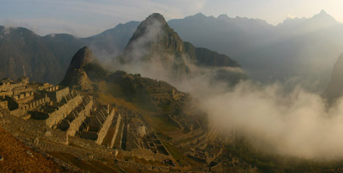 Our first view of Machu Picchu